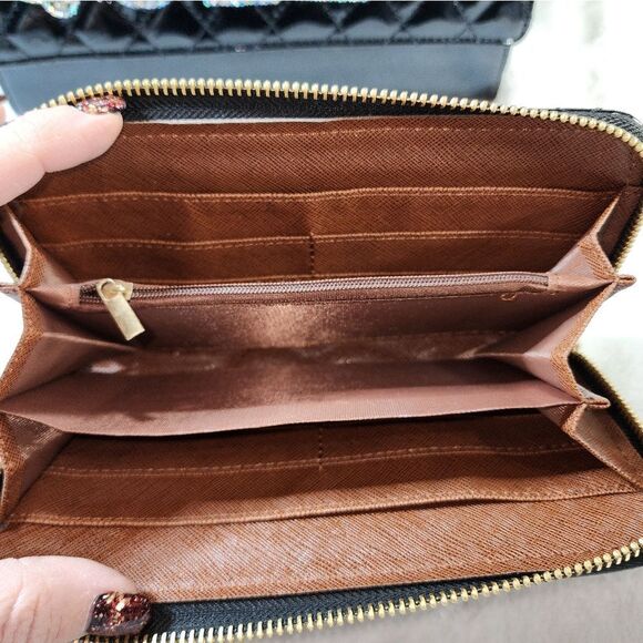 New Black Quilted Bag with Matching Wallet - Picture 17 of 17